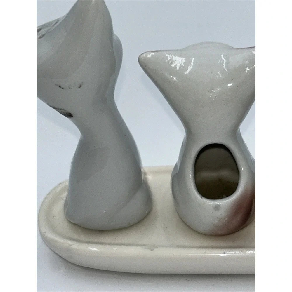 Vintage Anthropomorphic Ceramic Cat Family Salt & Pepper & Toothpick Holder Set